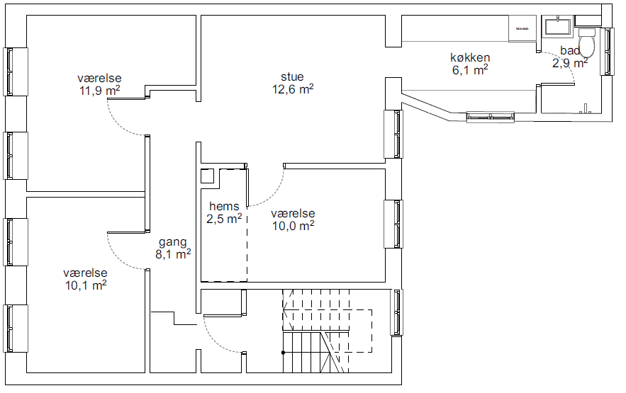2. sal — Plantegning